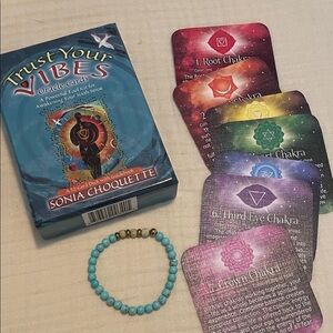Trust Your Vibes Oracle Cards with Turquoise Bracelet & Chakra Cards